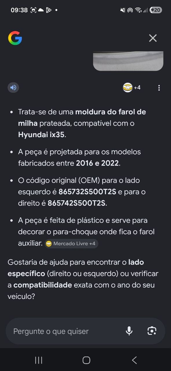 Moldura Farol de Milha Dianteira Hyundai ix35 2016/2022 Nova
