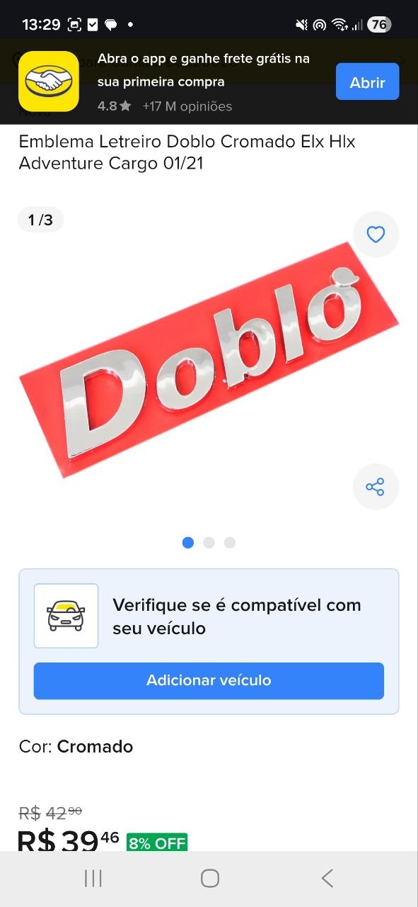 Emblema Letreiro Fiat Doblo 2001/2021