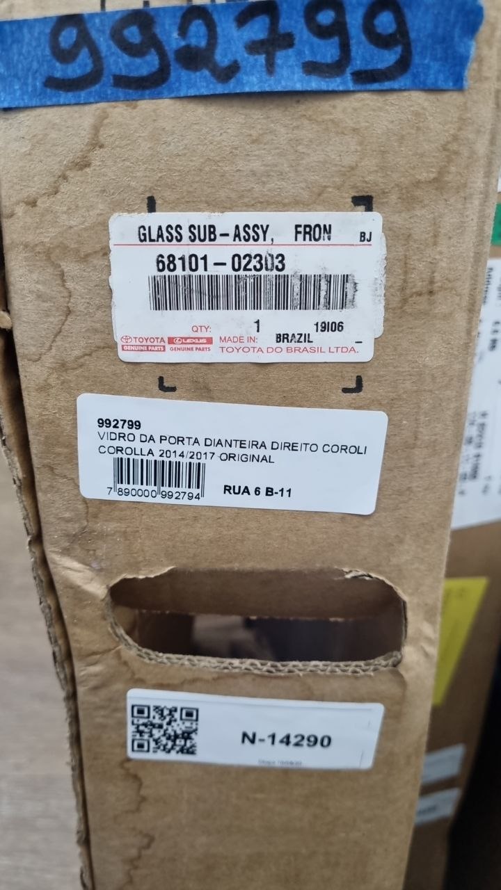 Vidro Porta Diant Dir Toyota Corolla 2014/2017