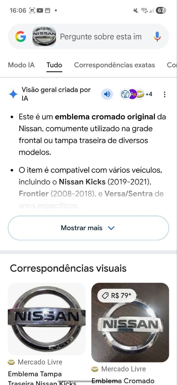Emblema Diant/Tras Nissan Kicks/Frontier/Versa/Sentra 2008/2021