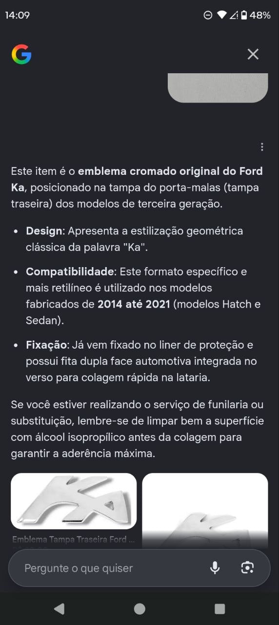 Emblema Tampa Traseira Ford Ka 2014/2021 Novo