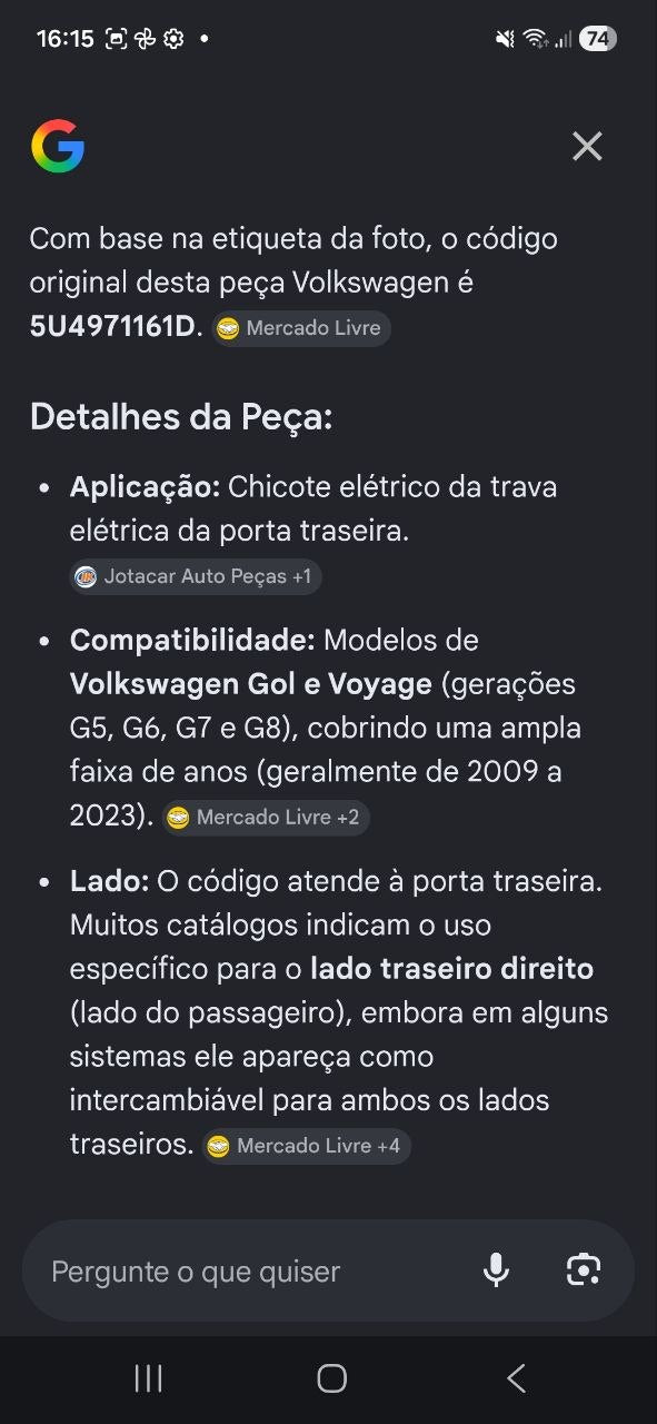 Chicote Elétrico Trava Porta Tras Dir Volkswagen Gol Voyage 2009/2023