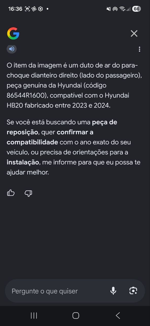 Duto de Ar Para-choque Diant Dir Hyundai HB20 2019/2024
