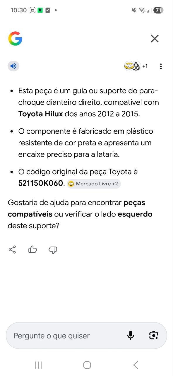 Suporte Para-choque Diant Dir Toyota Hilux 2012/2015