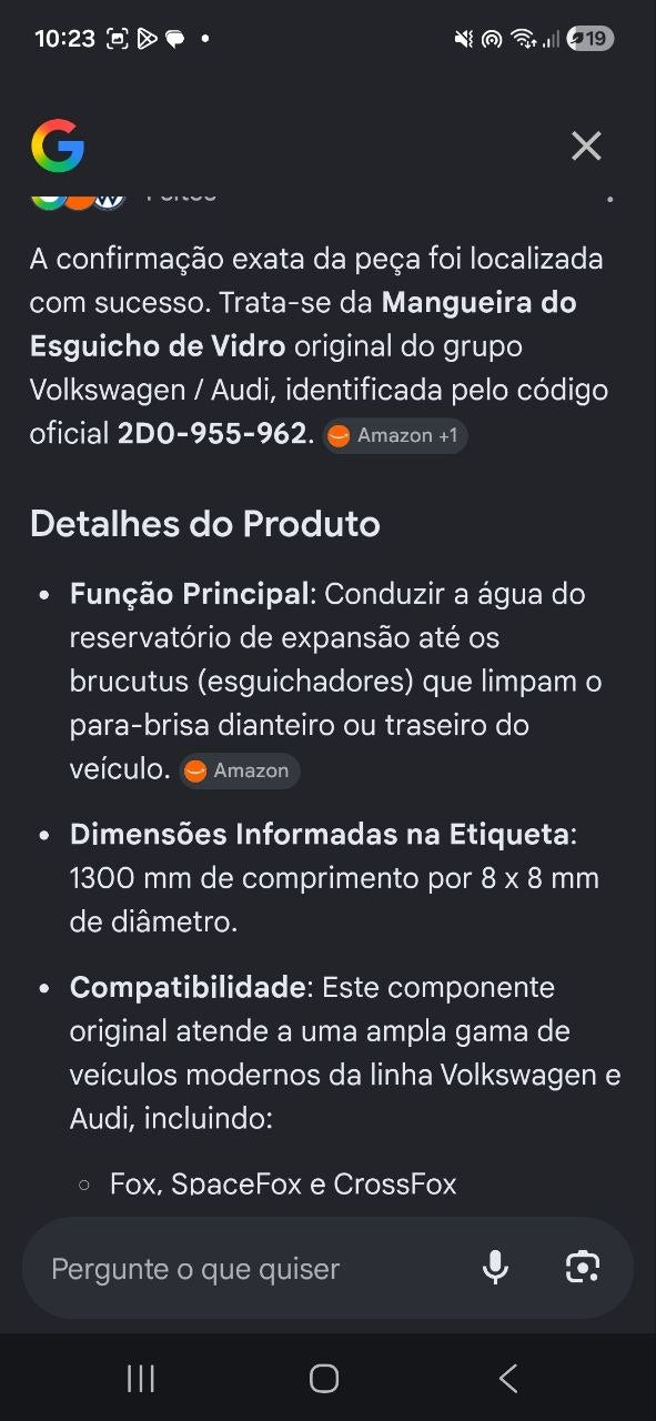 Mangueira Esguicho Parabrisa VW Fox SpaceFox CrossFox 2003/2015 Nova