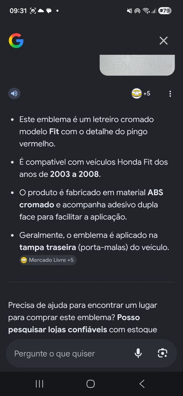 Emblema Tampa Traseira Honda Fit 2003/2008 Novo