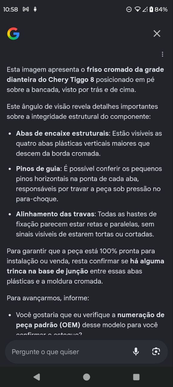 Friso Cromado Grade Dianteira Chery Tiggo 8 2019/2023 Novo
