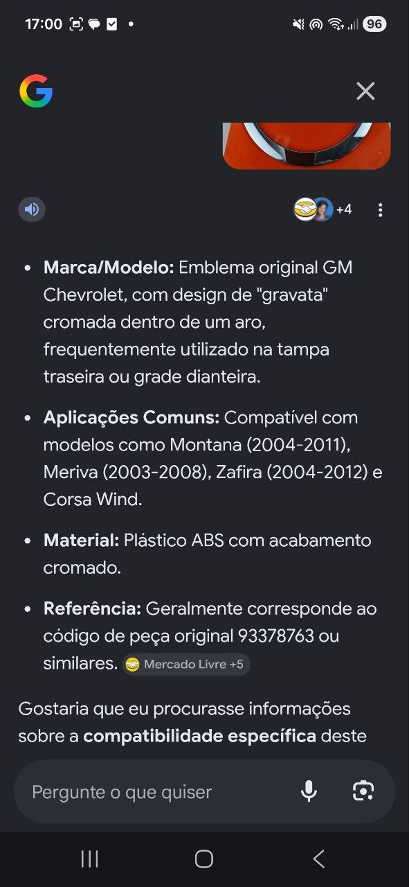 Emblema Diant/Tras Chevrolet Montana/Meriva/Zafira/Corsa 2003/2012