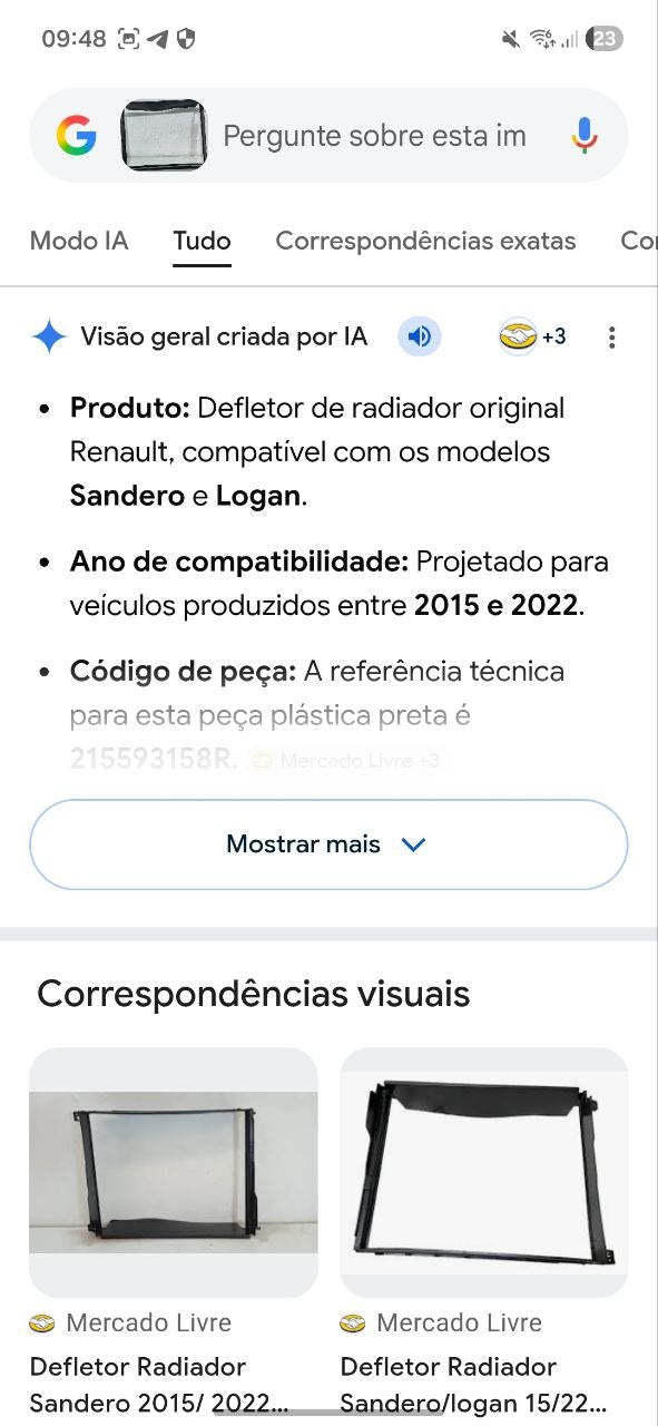 Defletor Radiador Renault Sandero Logan 2015/2022