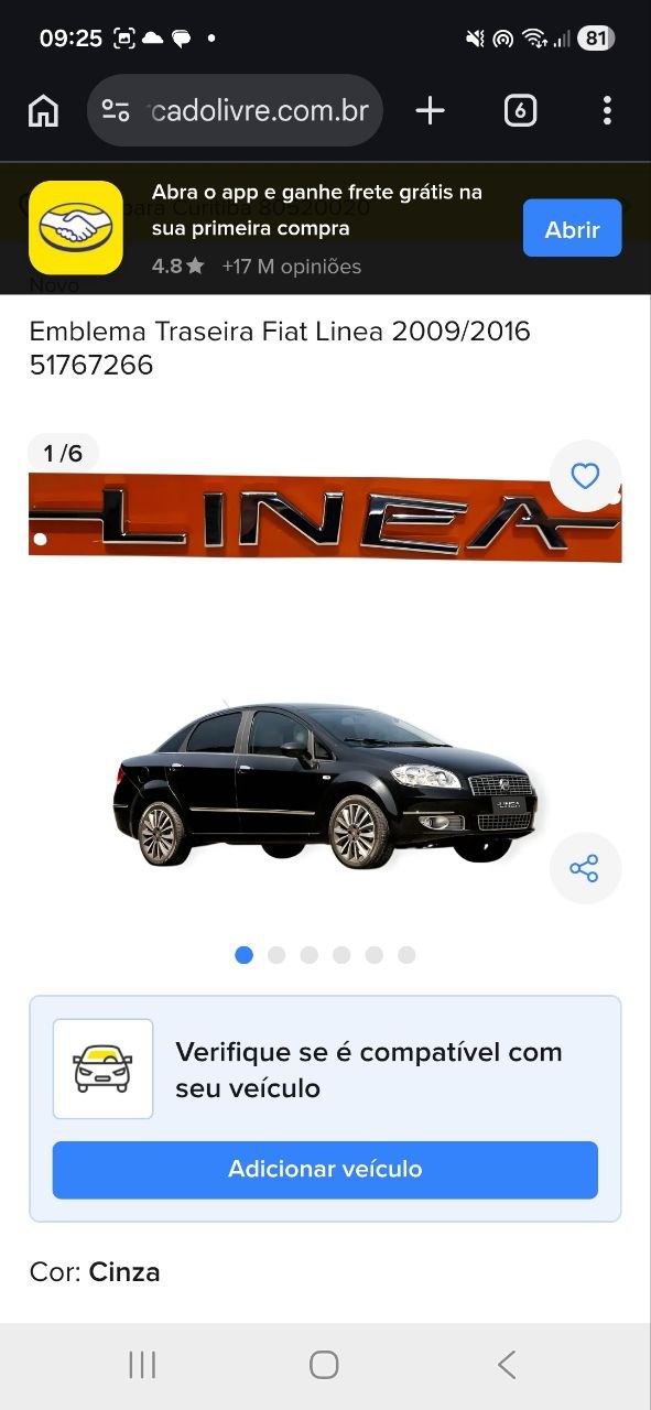 Emblema Traseiro Fiat Linea 2009/2016