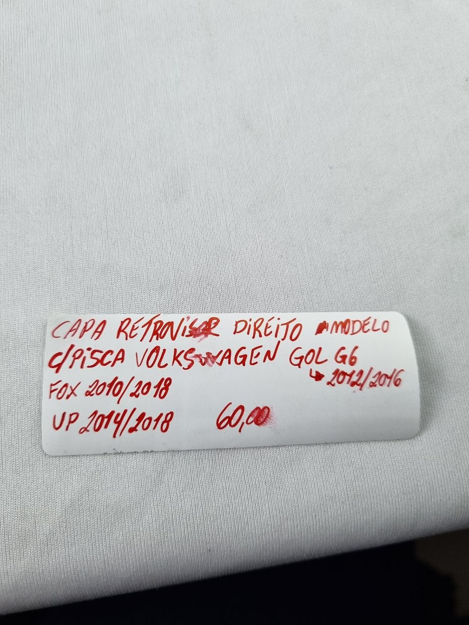 Capa Retrovisor Dir c/Pisca Volkswagen Gol G6/Fox/Up 2010/2018
