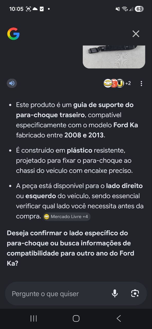 Guia Suporte Para-Choque Tras Esq Ford Ka 2008/2013