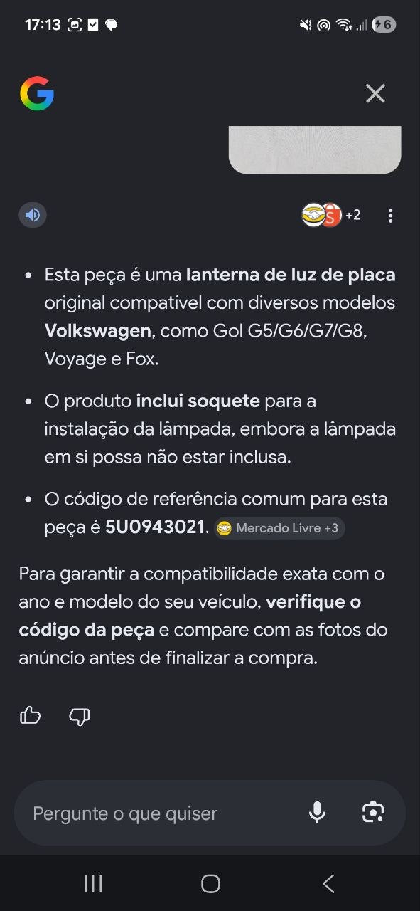 Lanterna Luz de Placa Volkswagen Gol/Voyage/Fox 2008/2024