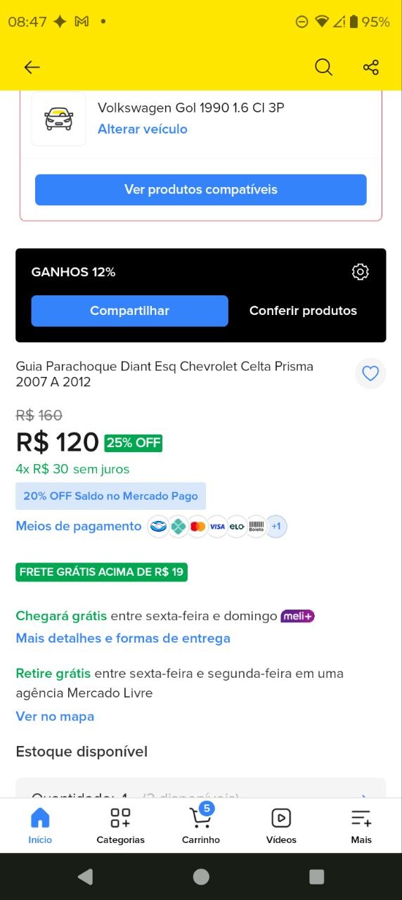Guia Parachoque Dianteiro Esq Chevrolet Celta Prisma 2007/2012 Novo