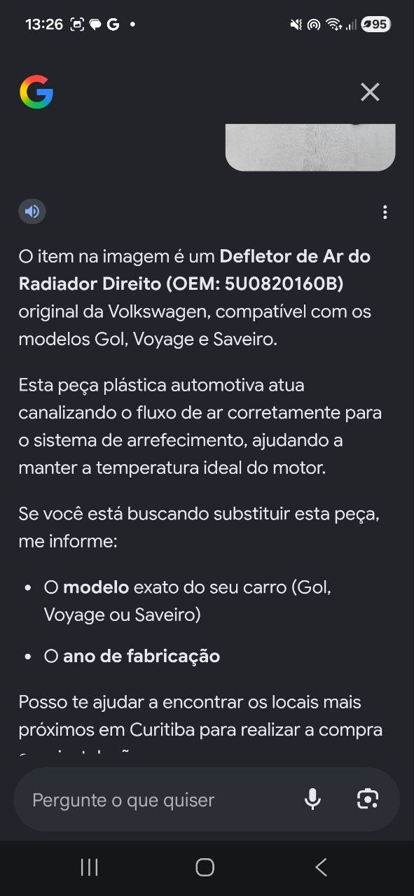 Defletor Ar Radiador Volkswagen Gol Voyage Saveiro 2013/2022