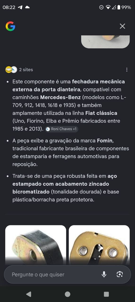 Fechadura Mecânica Porta Dianteira Fiat Uno/Fiorino/Elba/Prêmio Mercedes-Benz L-709/912/1418/1618/1935 1985/2013 Nova