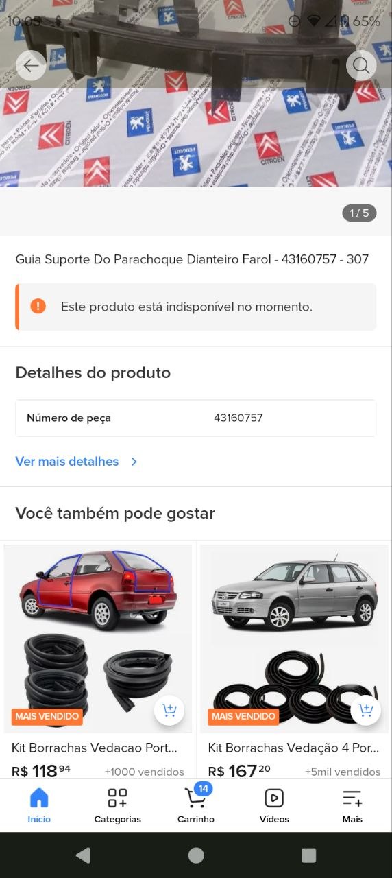 Suporte Guia Parachoque Dianteiro Farol Peugeot 307 2002/2012 Novo