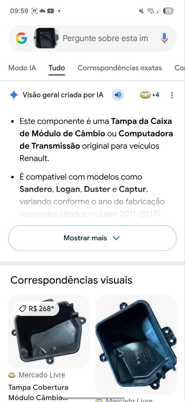 Tampa Cobertura Módulo Câmbio Renault Sandero Logan Duster Captur 2011/2017