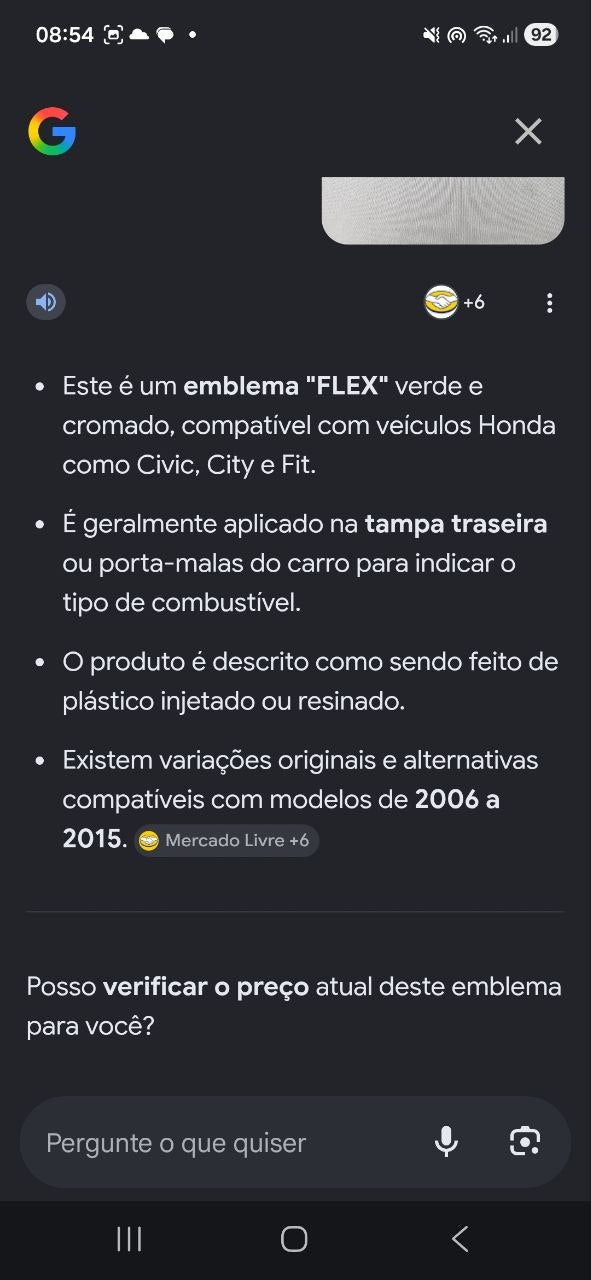 Emblema Flex Traseiro Honda Civic City Fit 2006/2015