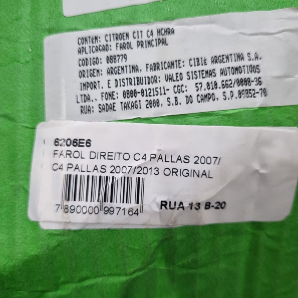 Farol Diant Dir Citroën C4 Pallas 2007/2013