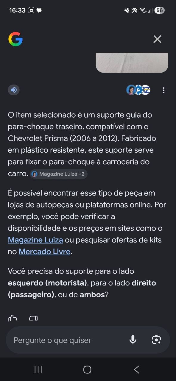 Suporte Guia Para-choque Tras Dir Chevrolet Prisma 2006/2012