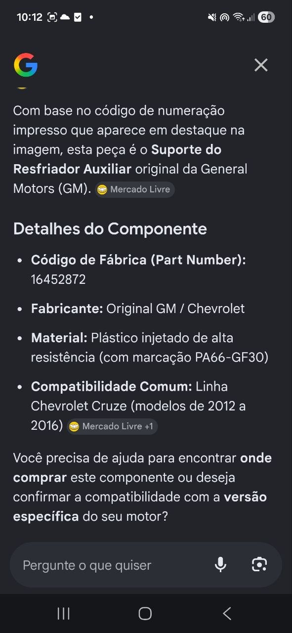Suporte Resfriador Auxiliar Chevrolet Cruze 2012/2016