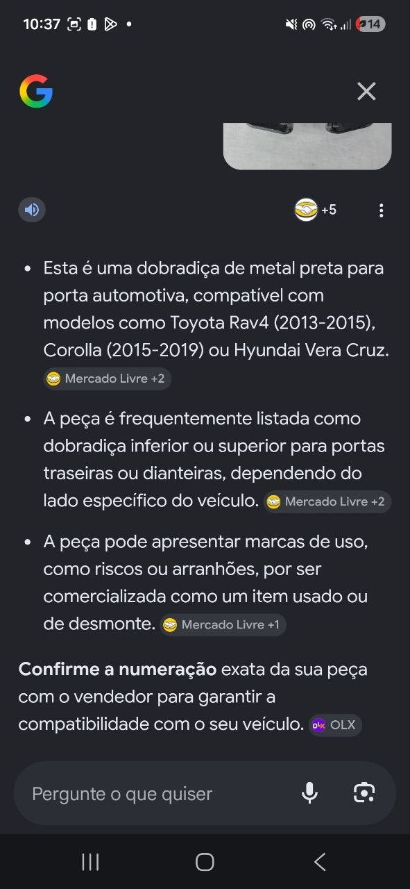 Dobradiça Porta Dianteira Direita Toyota/Hyundai Múltiplos Modelos Nova