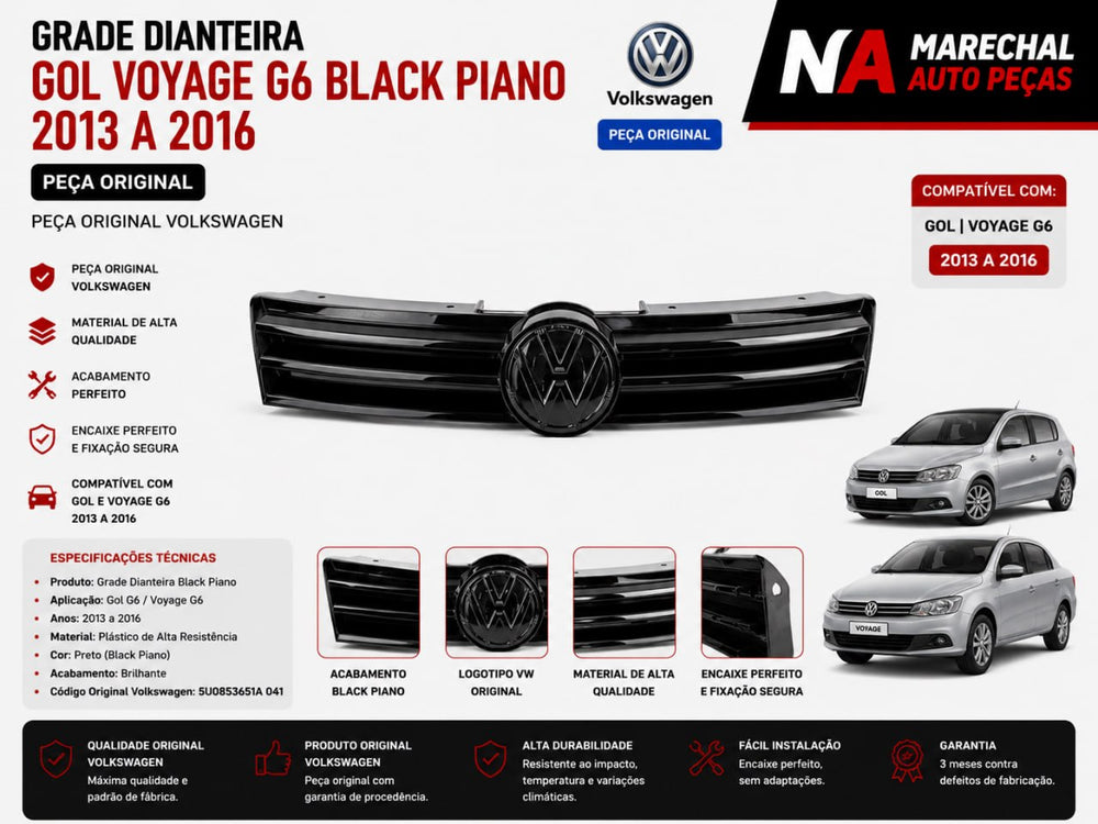 Grade Diant VW Gol Voyage G6 2013/2016 Nova