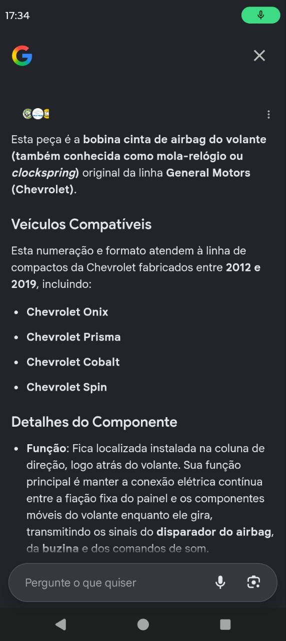 Cinta Airbag Volante Clockspring Chevrolet Onix Prisma Cobalt Spin 2012/2019 Usado