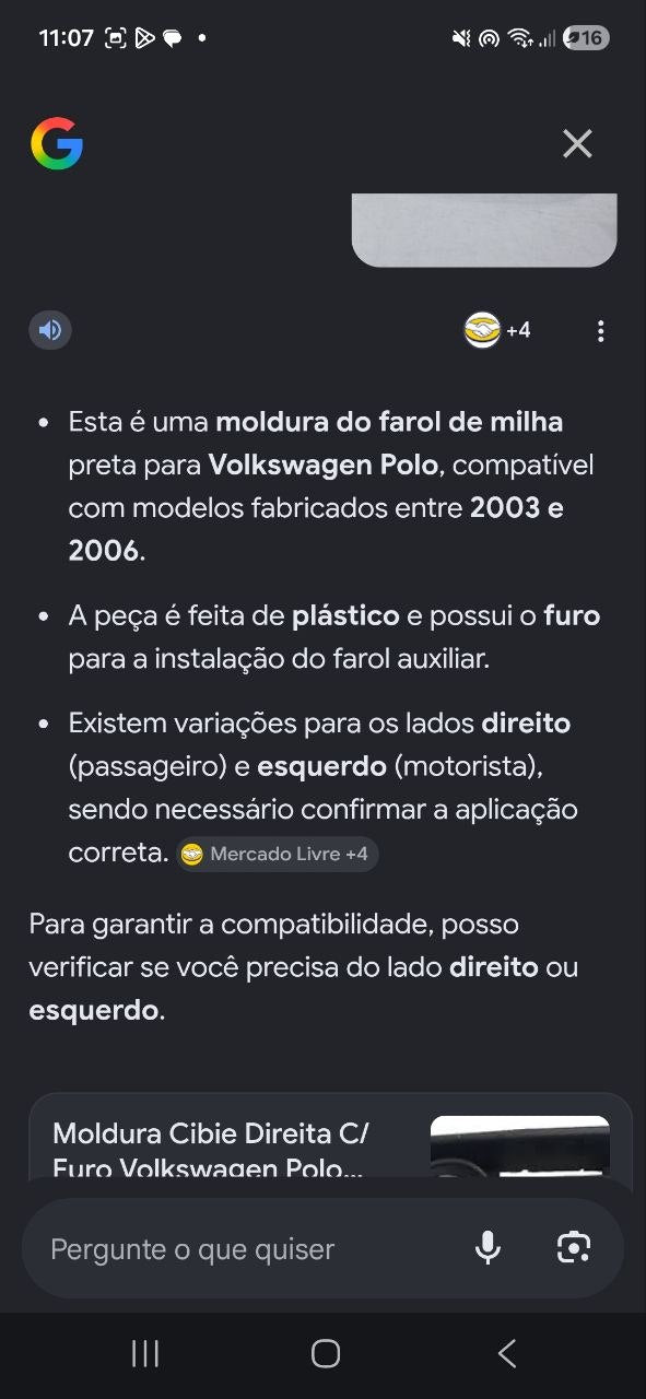Moldura Farol de Milha Direita Volkswagen Polo 2003/2006 Nova