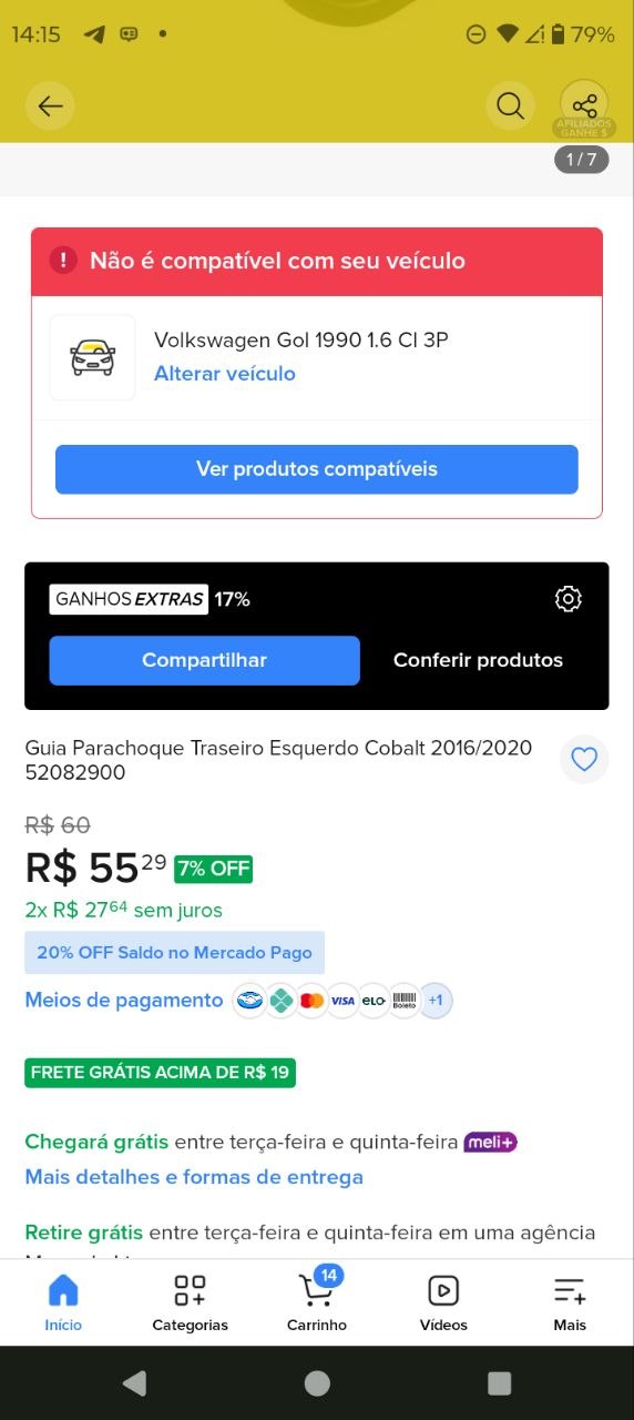 Suporte Guia Parachoque Traseiro Esq Chevrolet Cobalt 2016/2020 Novo