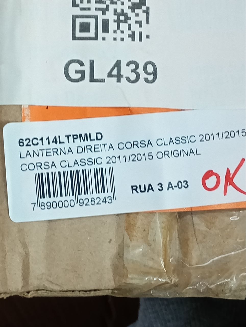 Lanterna Tras Dir Chevrolet Corsa Classic 2011/2015