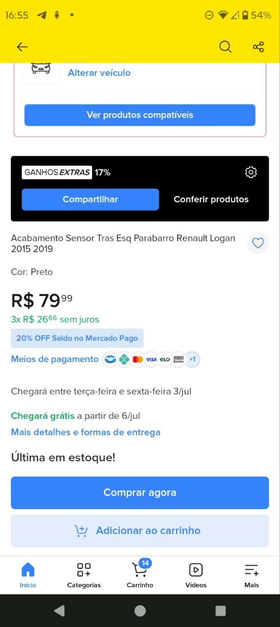 Acabamento Sensor Tras Esq Parabarro Renault Logan 2015/2019