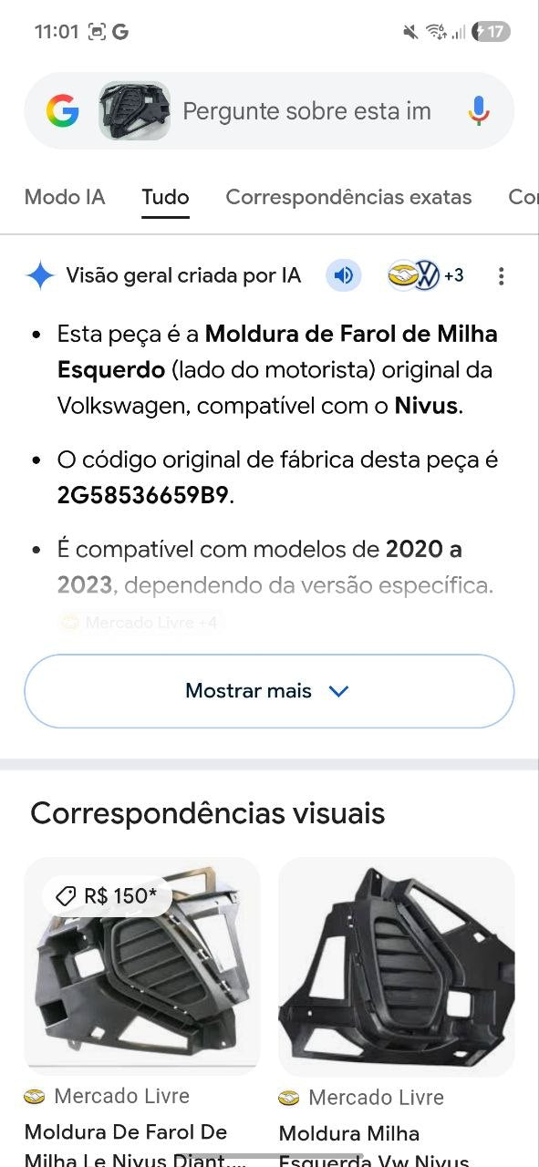 Moldura Farol Milha Diant Esq Volkswagen Nivus 2020/2023