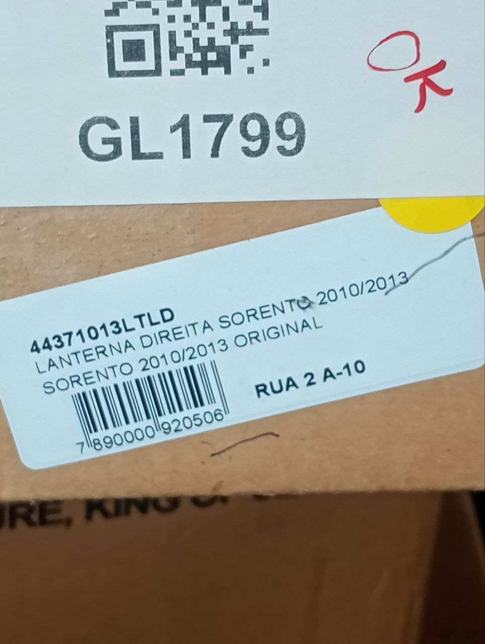 Lanterna Tras Dir Kia Sorento 2010/2013