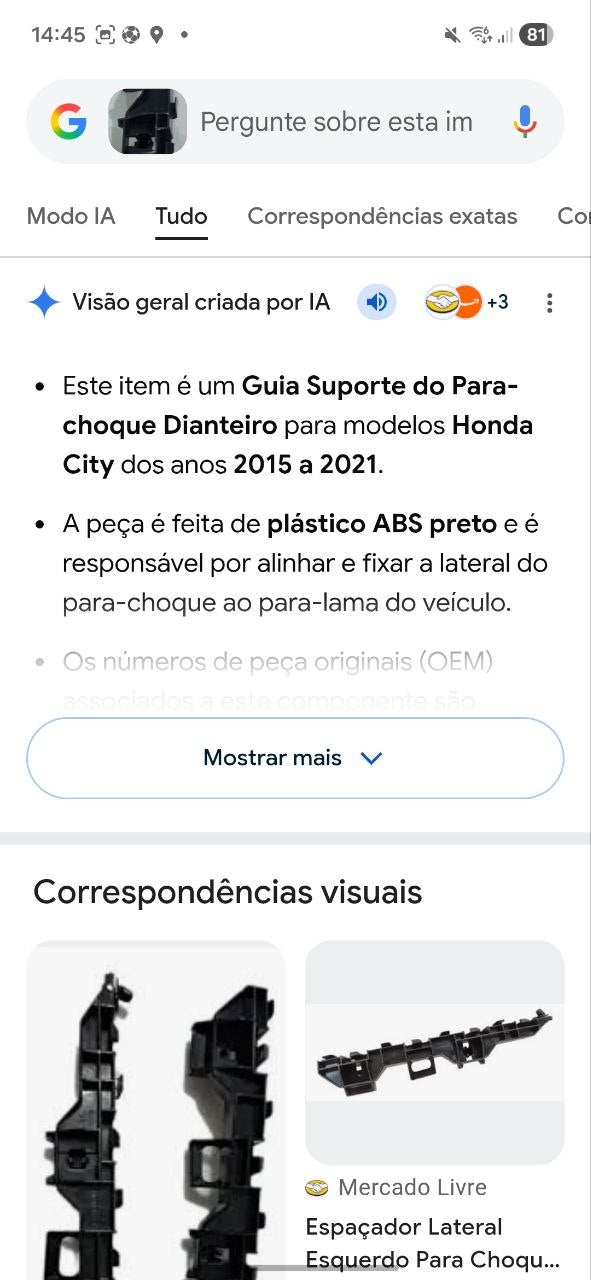 Suporte Guia Para-choque Diant Esq Honda City 2015/2021