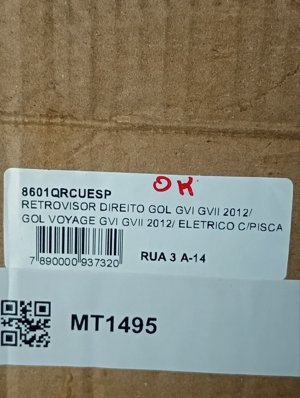 Retrovisor Externo Dir Volkswagen Gol/Voyage GVI GVII 2012/2024
