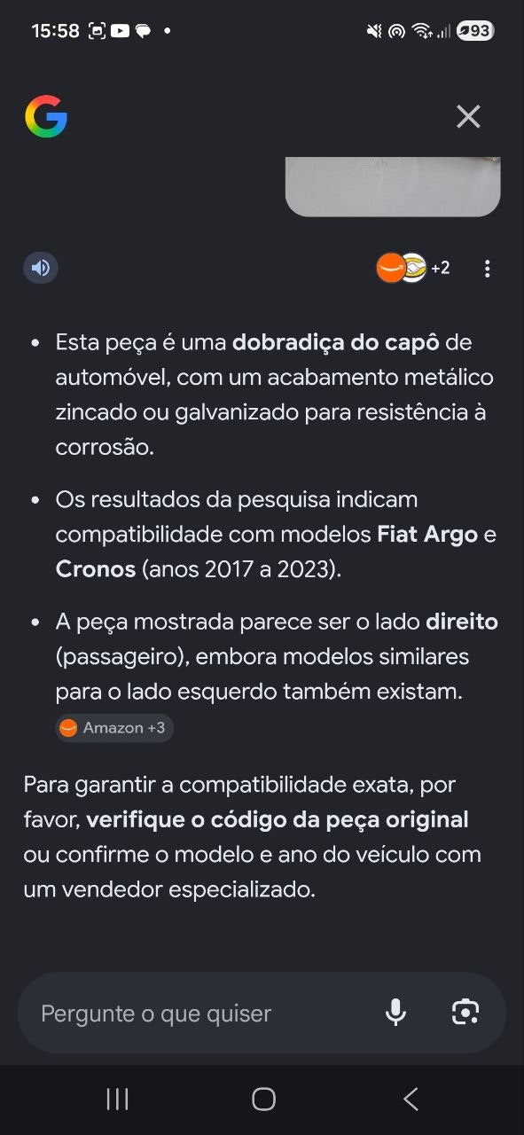 Dobradiça Capô Direita Fiat Argo/Cronos 2017/2023 Nova