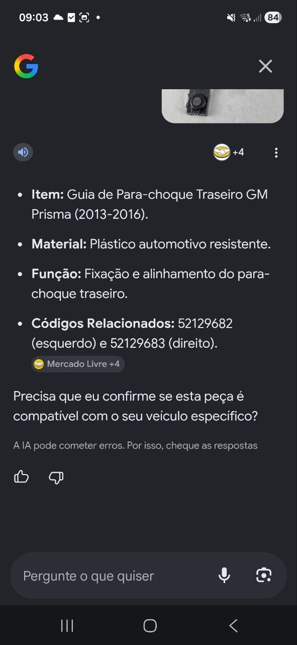 Suporte Guia Para-choque Tras Esq/Dir Chevrolet Prisma 2013/2016