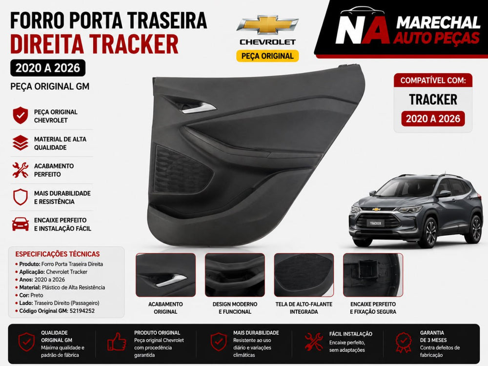 Forro Porta Tras Dir GM Tracker 2020/2026 Novo