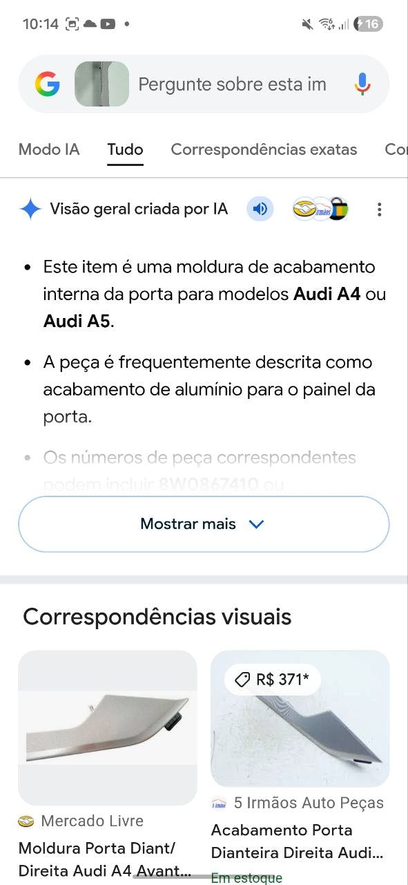 Moldura Porta Diant Esq Audi A4 A5 2008/2016