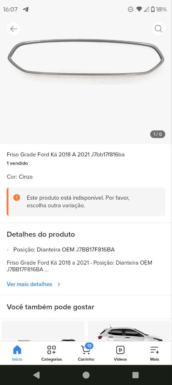 Friso Grade Dianteiro Ford Ka 2018/2021 Novo