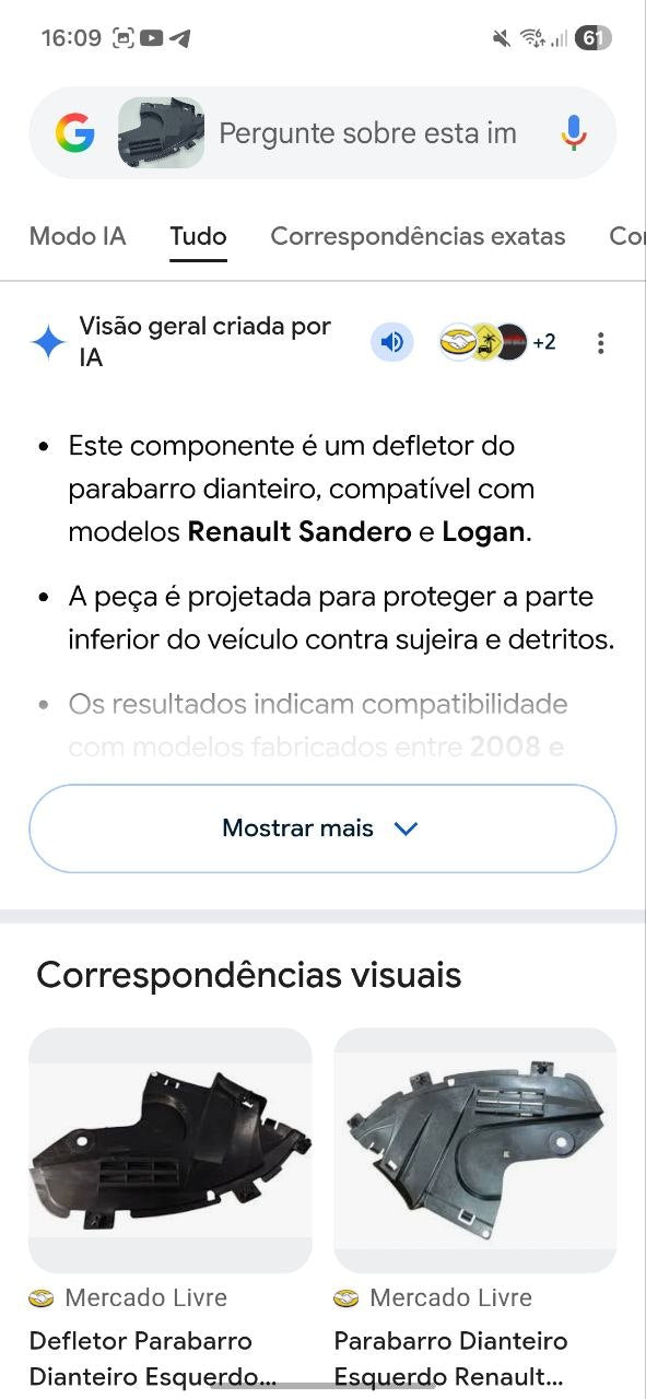 Defletor Parabarro Diant Esq Renault Sandero Logan 2008/2014