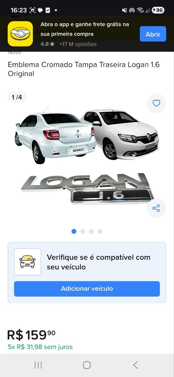Emblema Tampa Tras Renault Logan 1.6 2007/2014