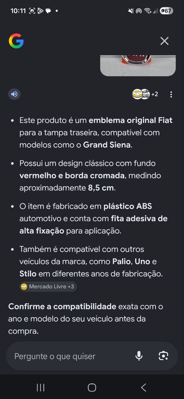 Emblema Traseiro Fiat Grand Siena Palio Uno Stilo 2007/2016 Novo
