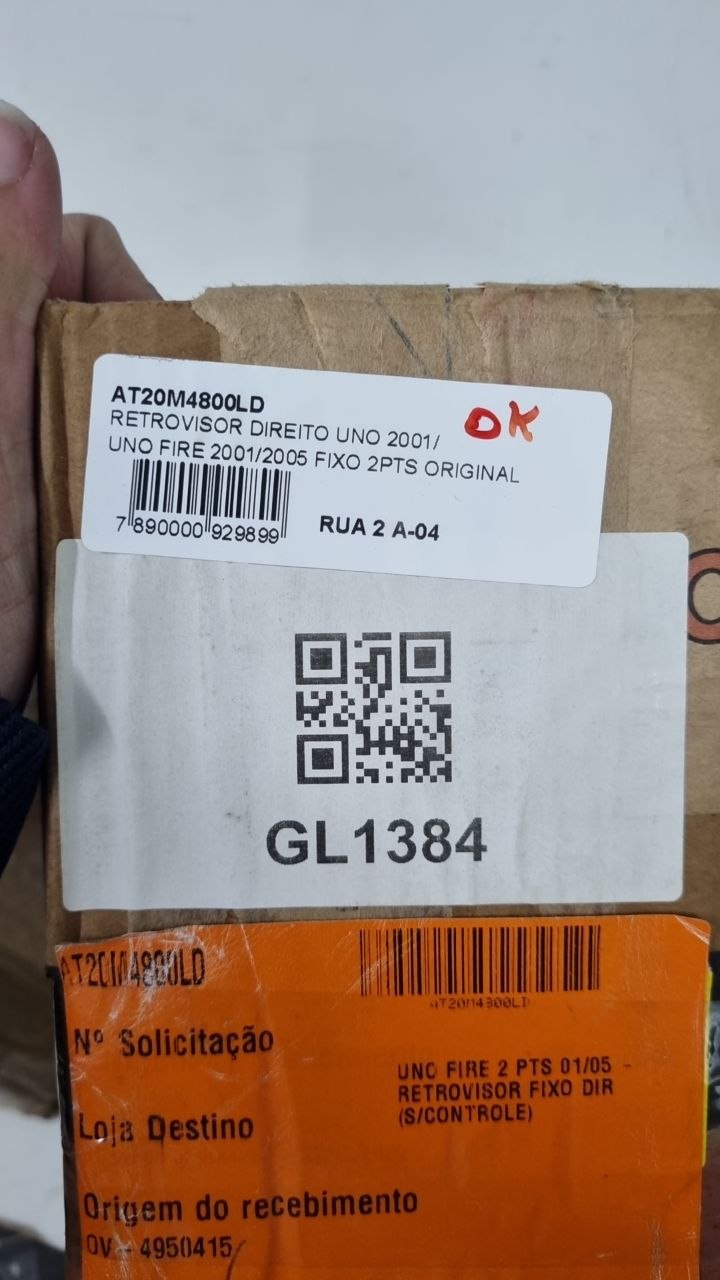 Retrovisor Externo Dir Fiat Uno Fire 2001/2005