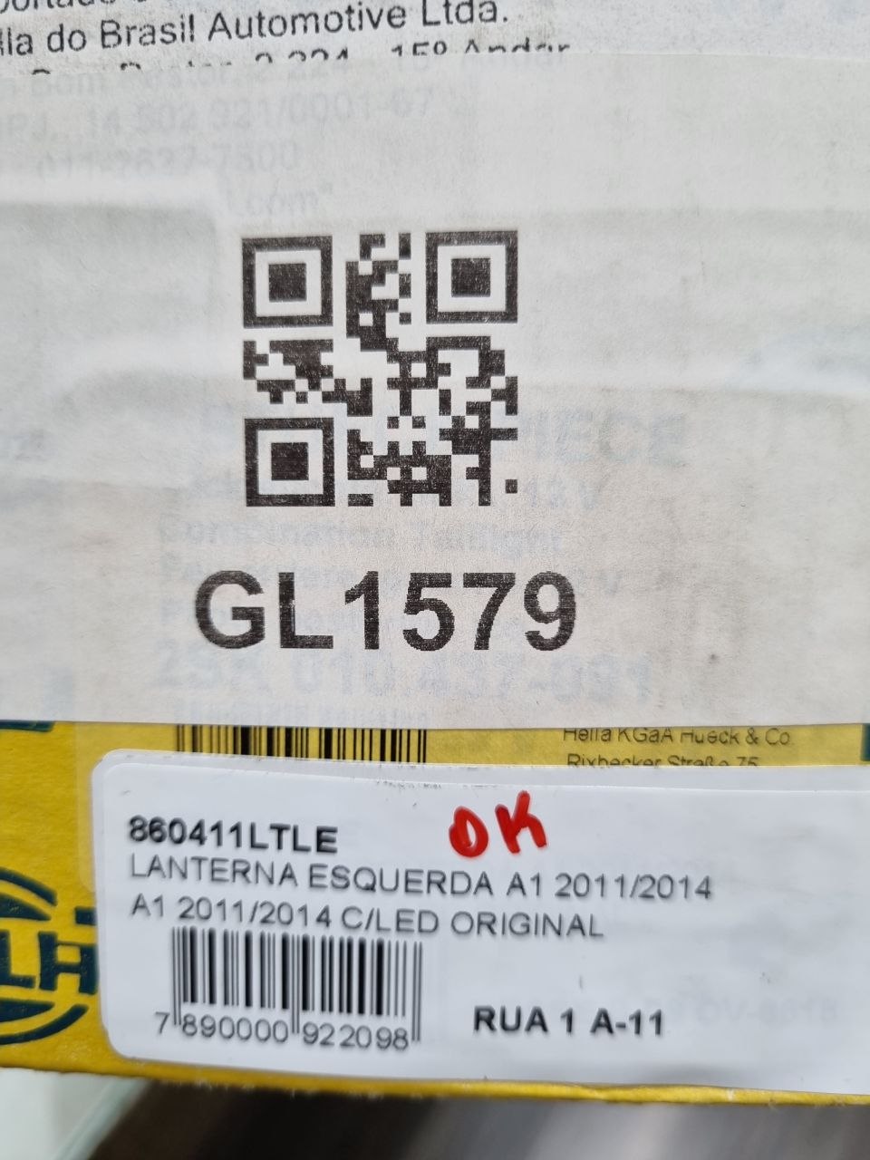 Lanterna Tras Esq Audi A1 2011/2014