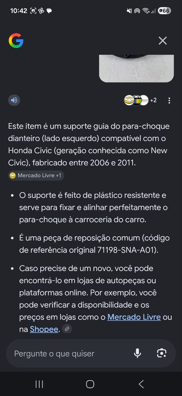 Suporte Para-choque Diant Esq Honda Civic 2006/2011