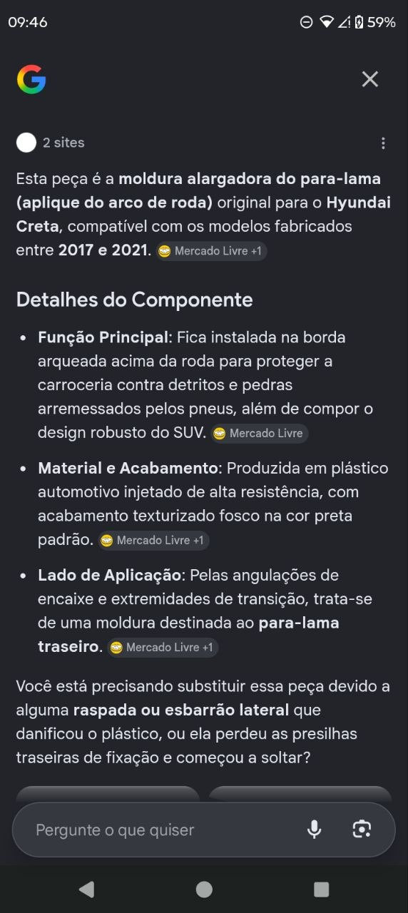 Aplique Arco Roda Traseiro Direito Hyundai Creta 2017/2021 Novo