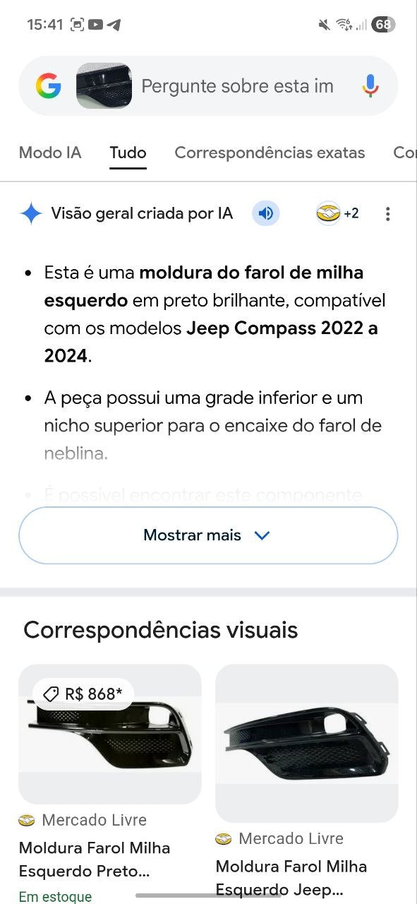 Moldura Farol Milha Esq Jeep Compass 2022/2024